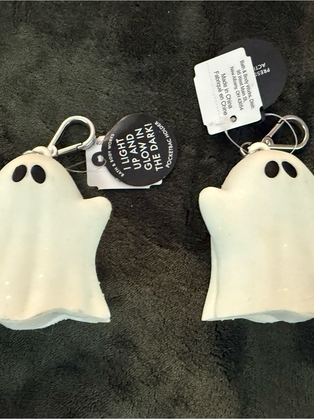 Bath & Body Works White Glow-in-the-Dark Ghost Keychain Pair